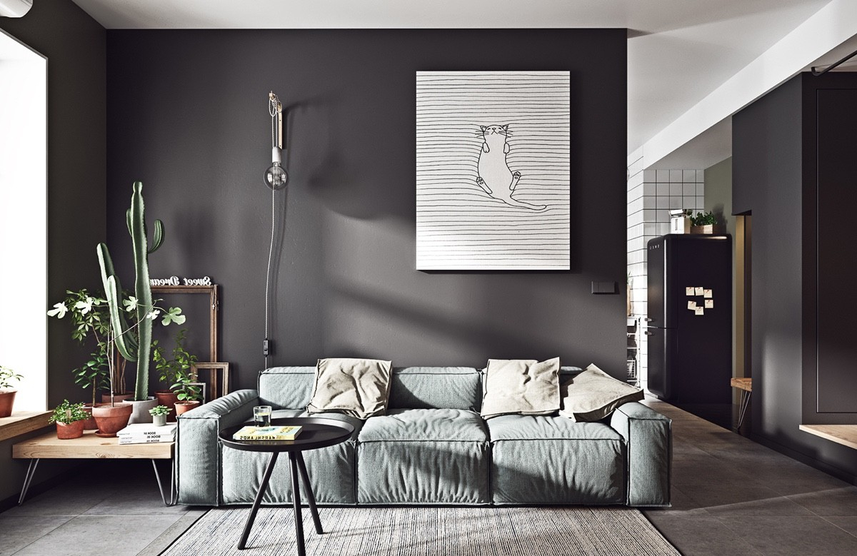40 Grey Living Rooms That Help Your Lounge Look Effortlessly Stylish ... for Mixing dark gray with natural wood tones for modern living room harmony
