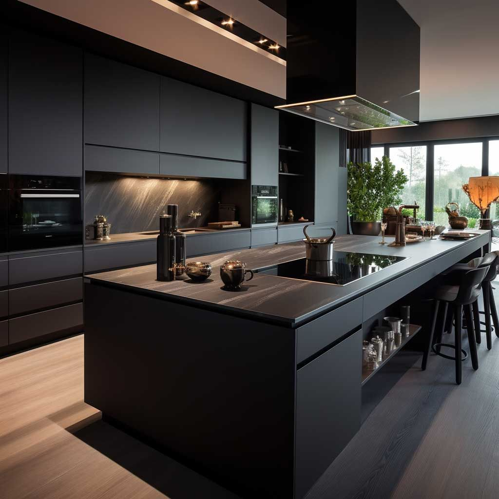 Modern Luxury Black Kitchen Design throughout Modern Kitchen Black Cabinets