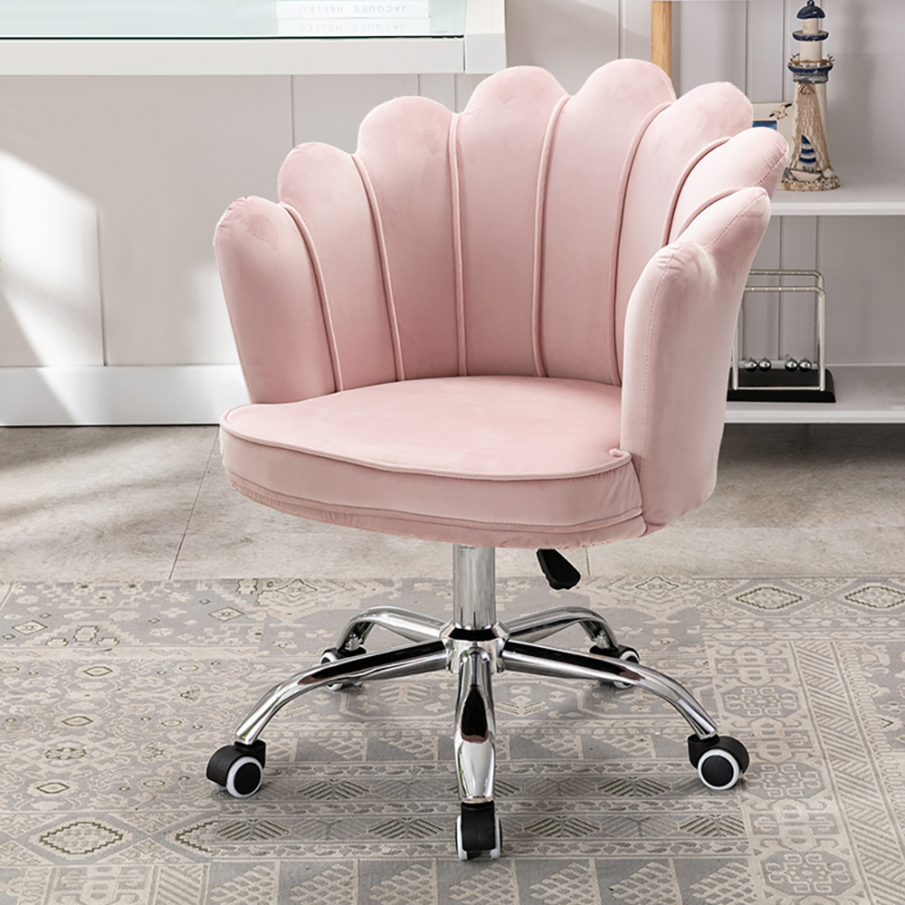 Pink Modern Swivel Office Chair Velvet Upholstered Task Chair ... inside From Blush to Bold Exploring the Spectrum of Pink Office Chair Designs