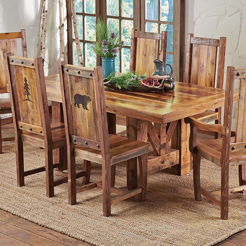 Western Trestle Table & Chairs - Country Rustic Wood Log Kitchen ... for Unlocking Comfort and Style Your Ultimate Guide to Rustic Dining Sets with Benches