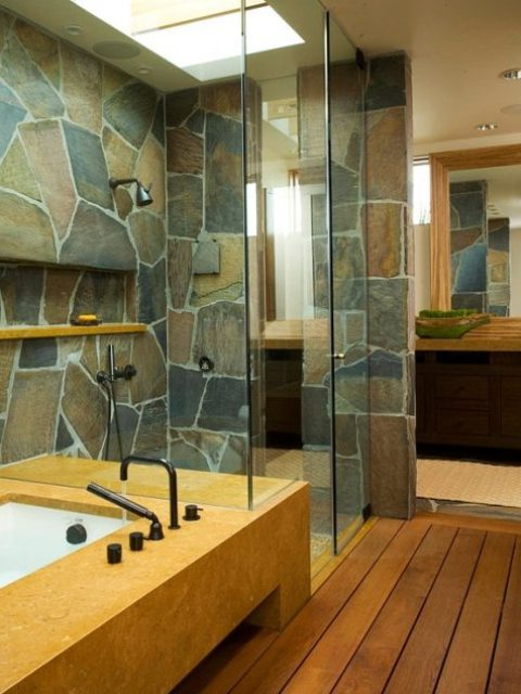 25 Natural Stone Bathroom Decor Ideas - Shelterness intended for Bathroom Ideas Natural Stone