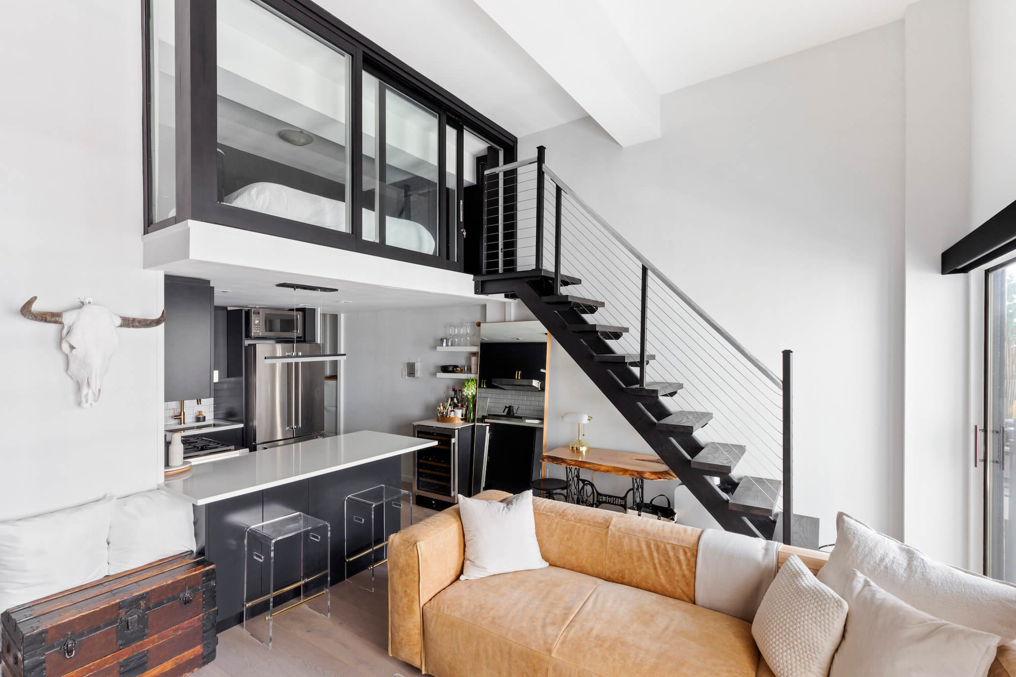 A Studio Loft And Balcony Check All The Boxes | Sweeten.com with Loft Interior Design Ideas