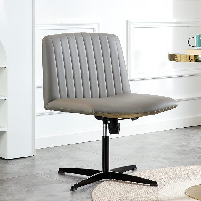 Amazon.com: Armless Office Desk Chair No Wheels, Pu Adjustable Swivel ... with Why Sit Still? Exploring Wheel-Free Office Chair Options