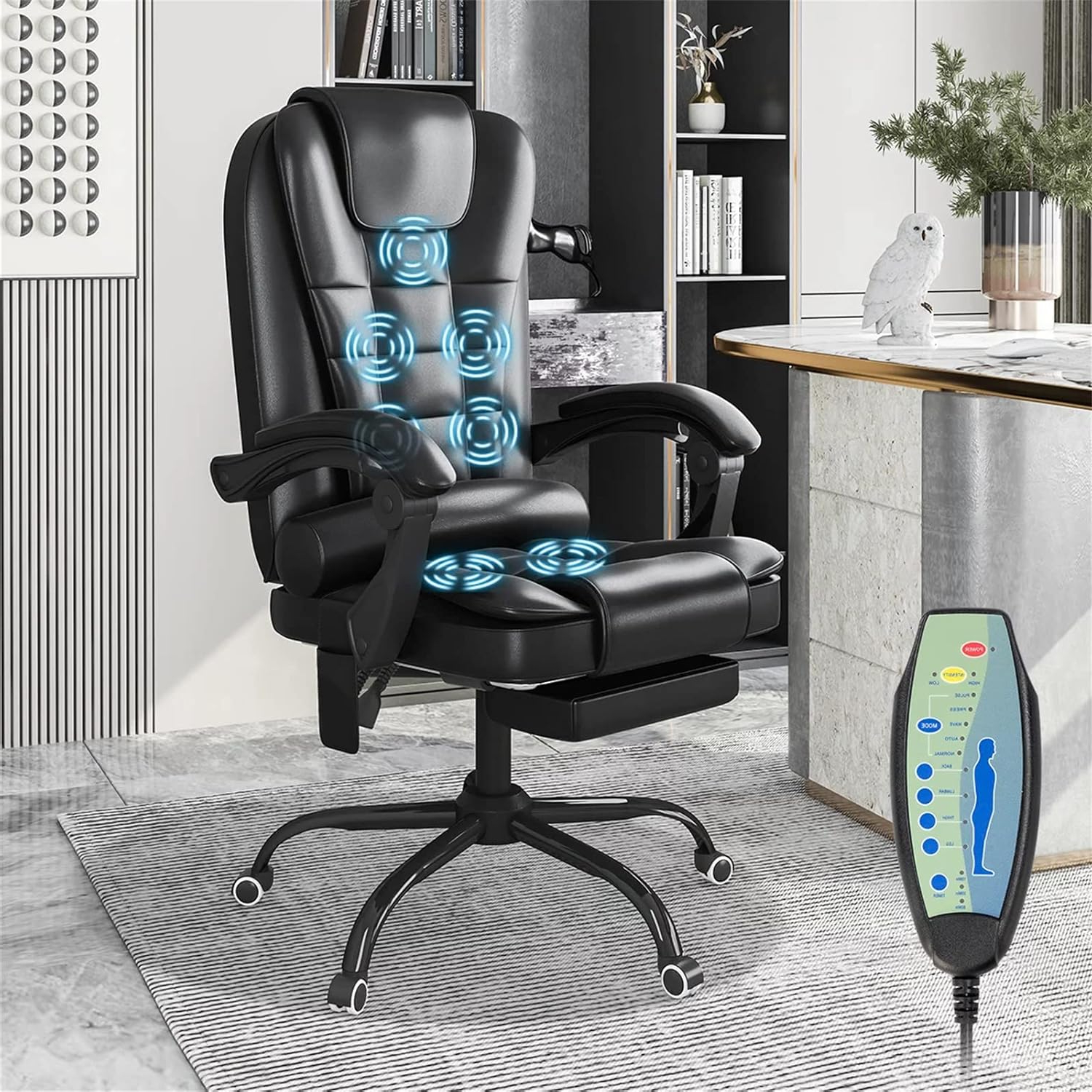 Amazon.com: Ergonomic Massage Office Chair With 7-Point Vibration, Faux ... intended for Office Chair With Massage