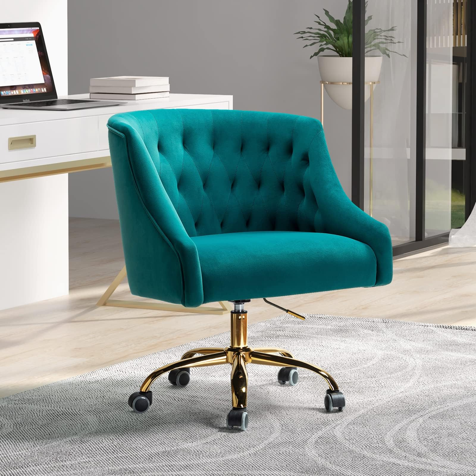 Amazon.com: Qtivii Velvet Home Office Chair, Modern Office Chair With ... throughout Understanding the Art and Science of Office Chair Velvet