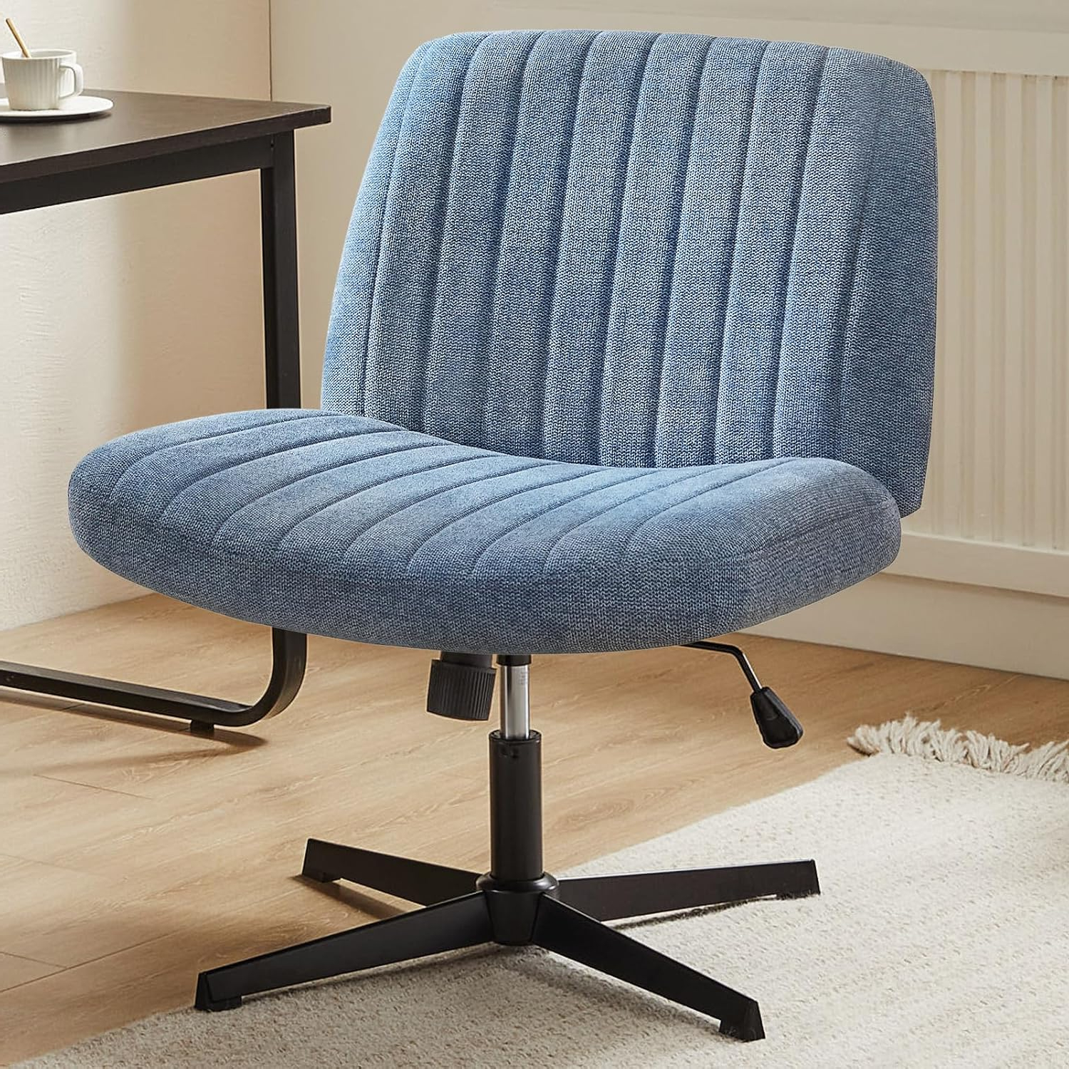 Amazon.com: Sweetcrispy Criss Cross Chair Legged, Armless Office Wide ... regarding Why Sit Still? Exploring Wheel-Free Office Chair Options