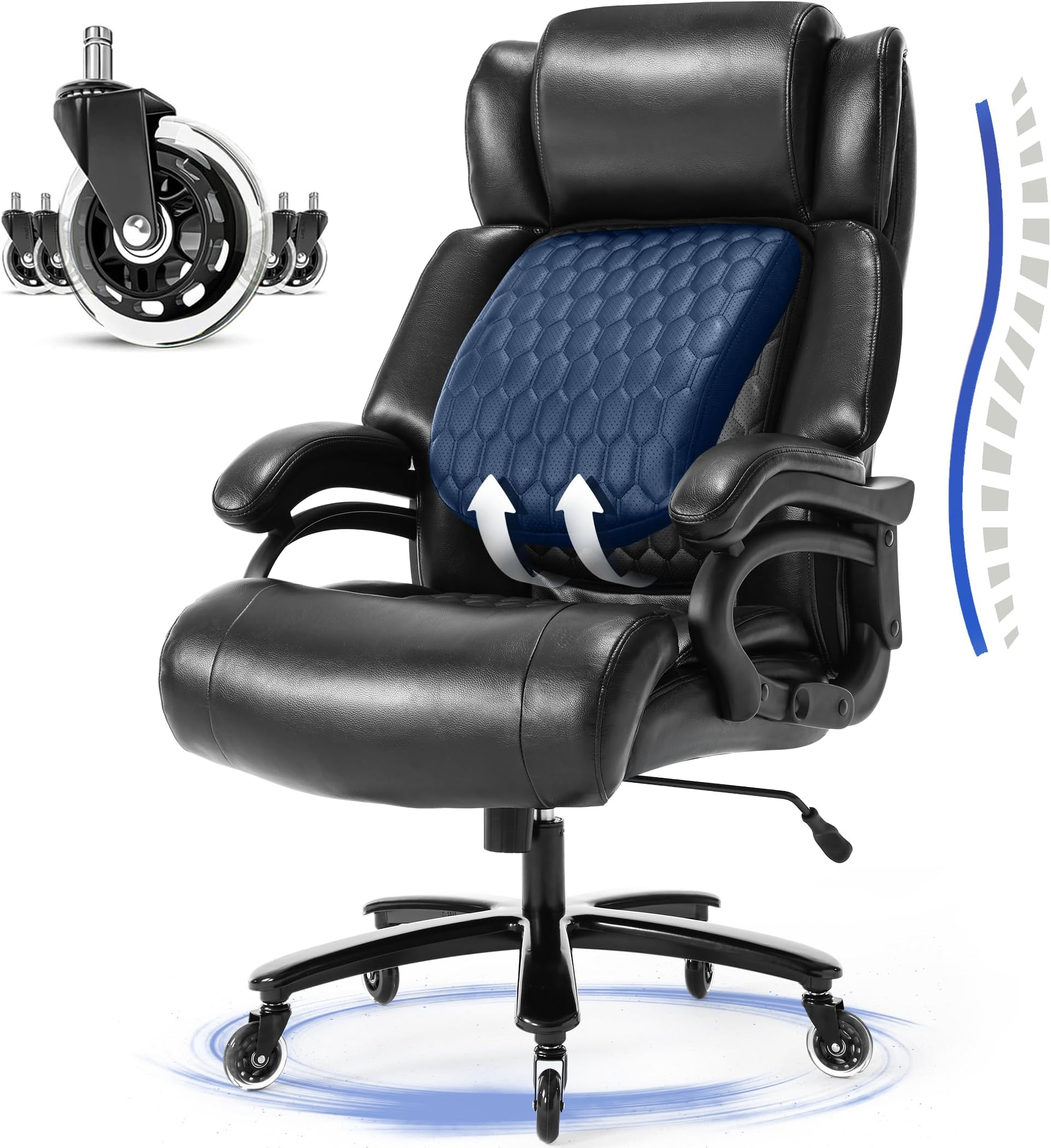 Amazon.com: Vitesse 500Lbs Heavy Duty Office Chair For Low Back Pain ... throughout Office Chair With Lumbar Support
