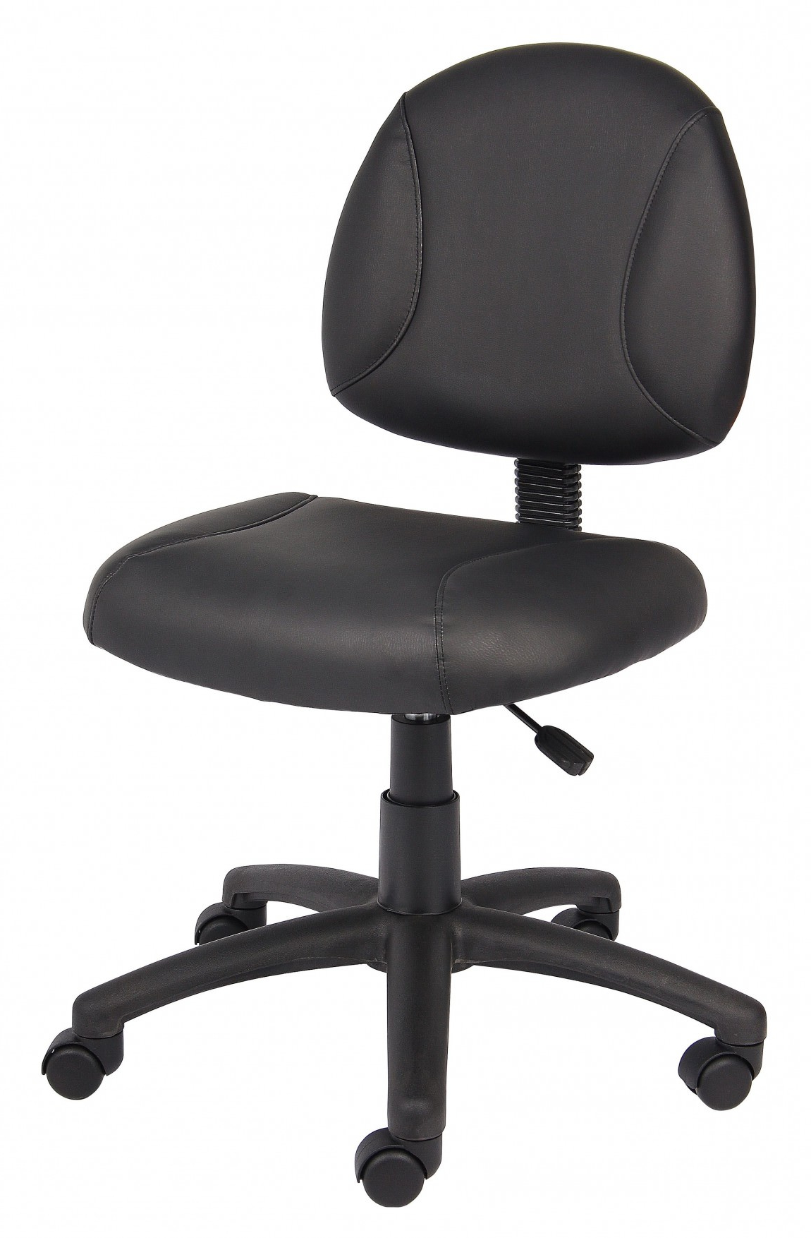 Black Leather Office Chair Without Arms | Leatherplus By Boss Office ... intended for Office Chair No Armrest