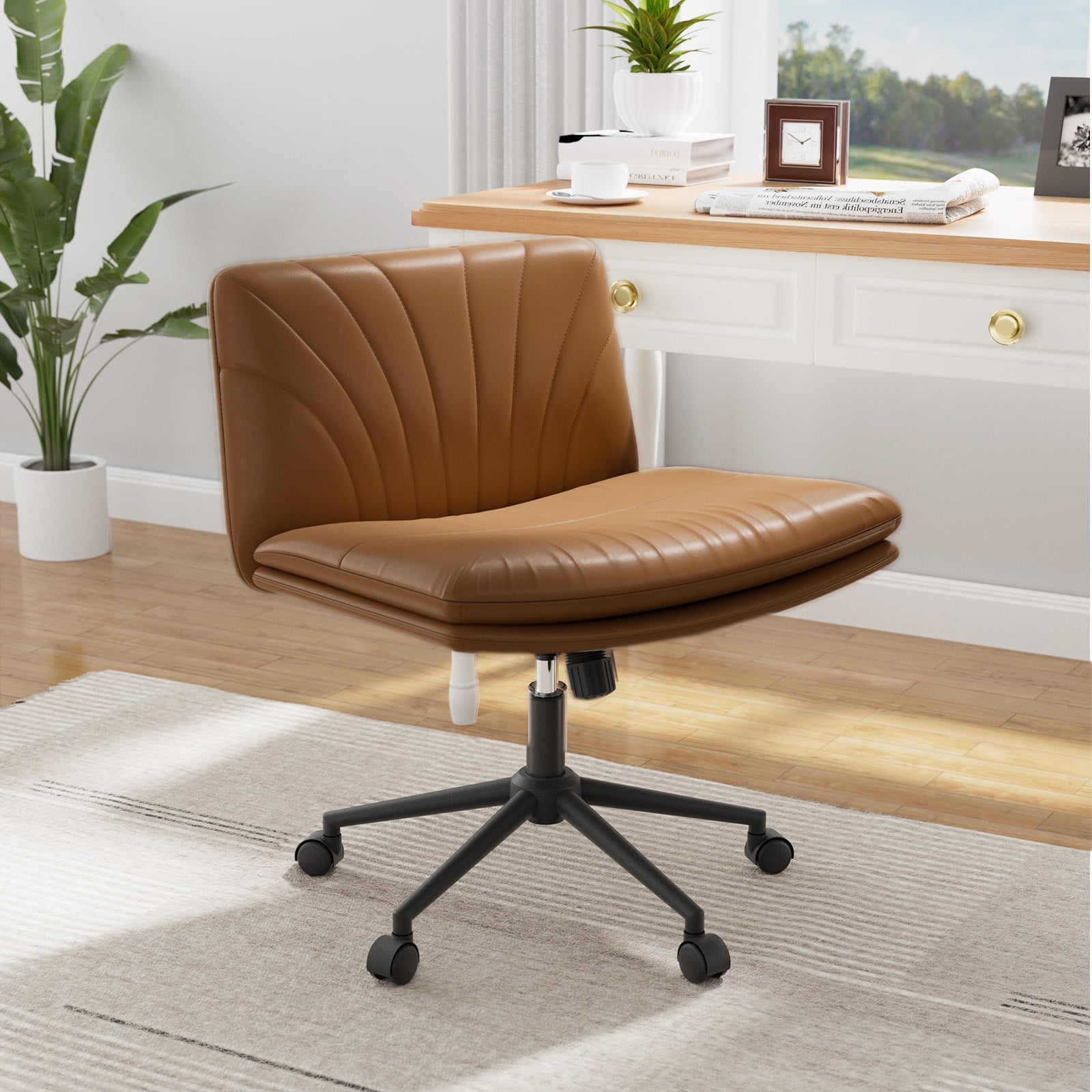 Chitooma Pu Armless Office Desk Chair, Adjustable Swivel, Home & Office ... throughout Office Chair Armless