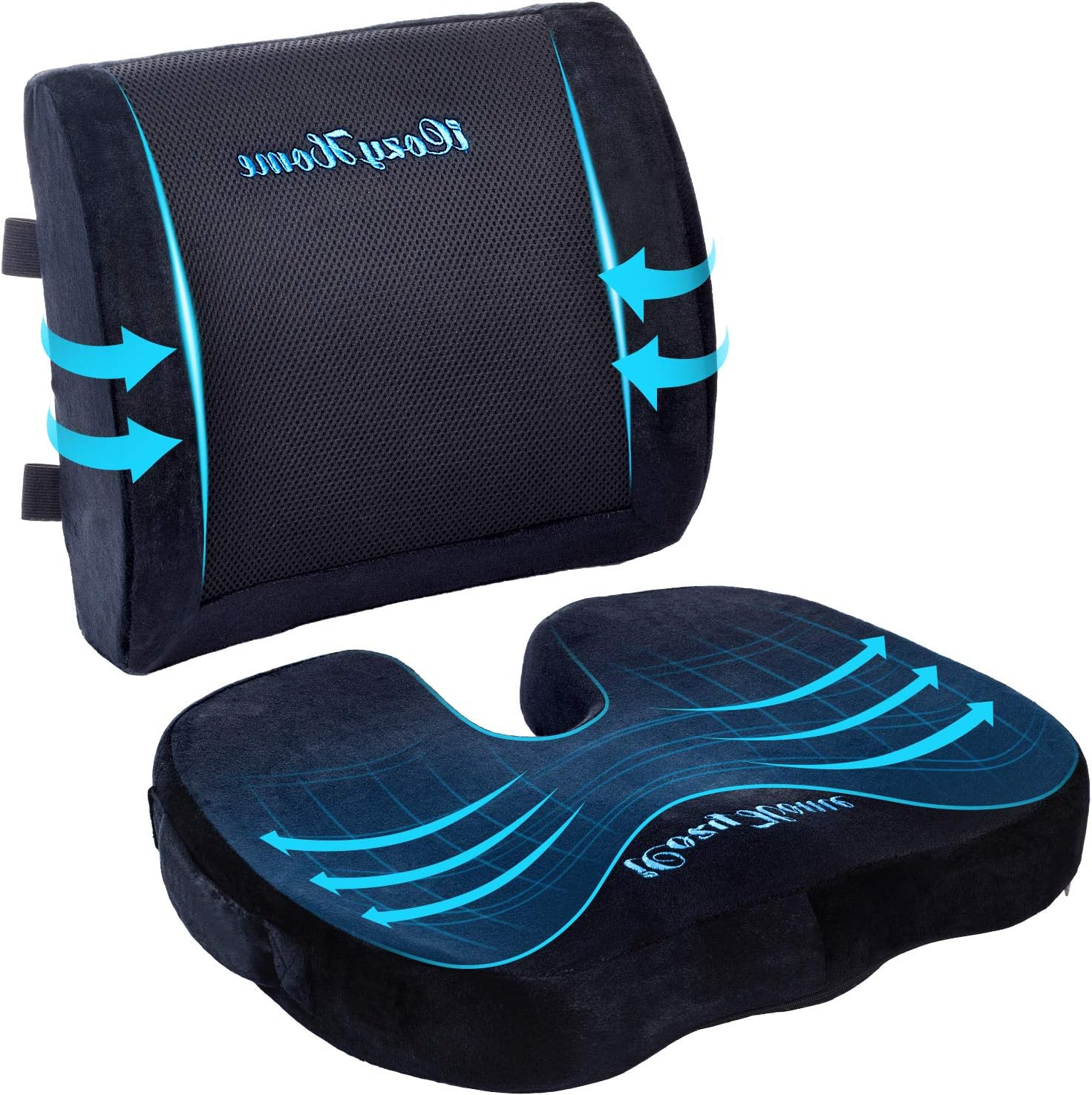 Coccyx Seat Cushion And Lumbar Support Pillow For Office Desk Chair ... in The science behind ergonomic seating and spinal support