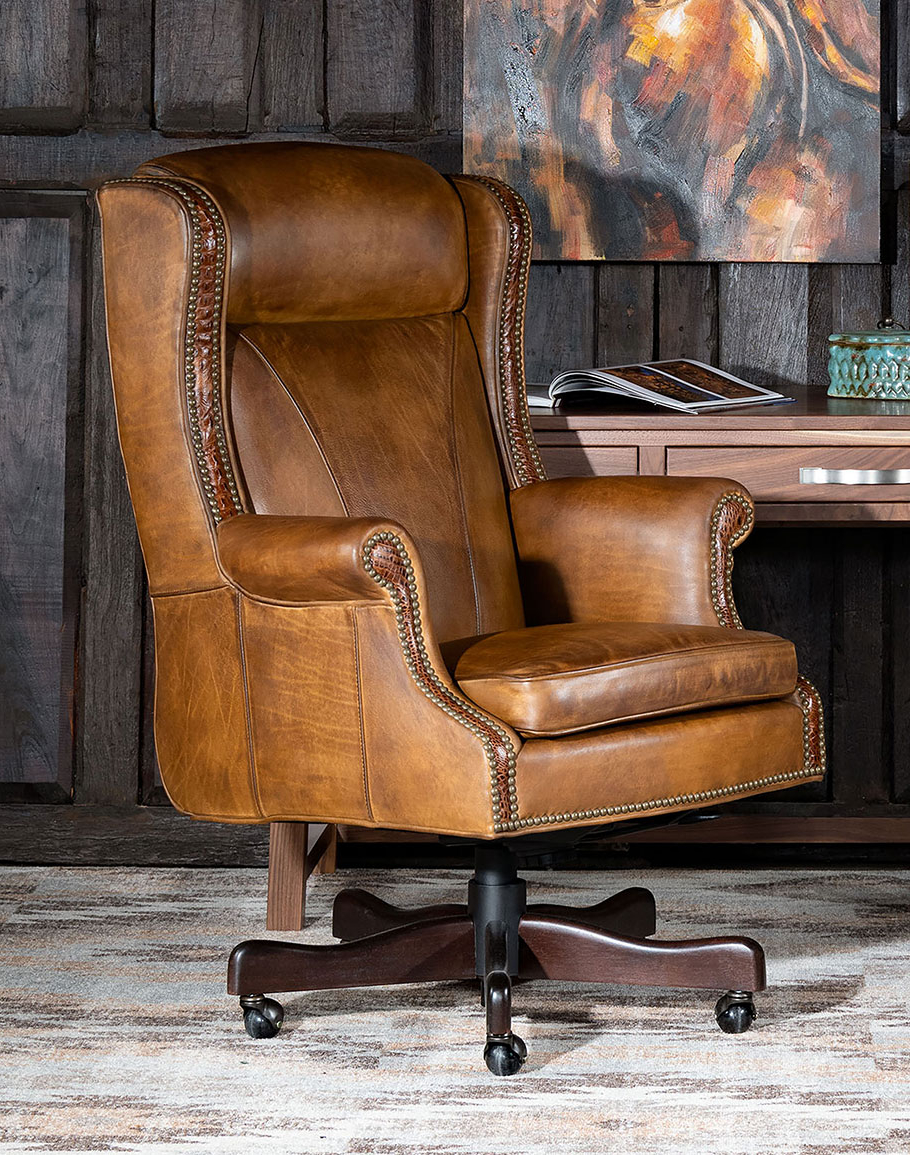 Drover Saddle Executive Desk Full Grain Leather Office Chair - Light ... regarding How Office Chair Executives Are Transforming Corporate Wellness Programs