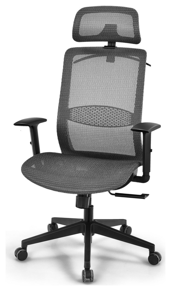 Ergonomic Office Chair, Adjustable Arms & Mesh Backrest With Cloth ... within Office Chair Adjustable Arms