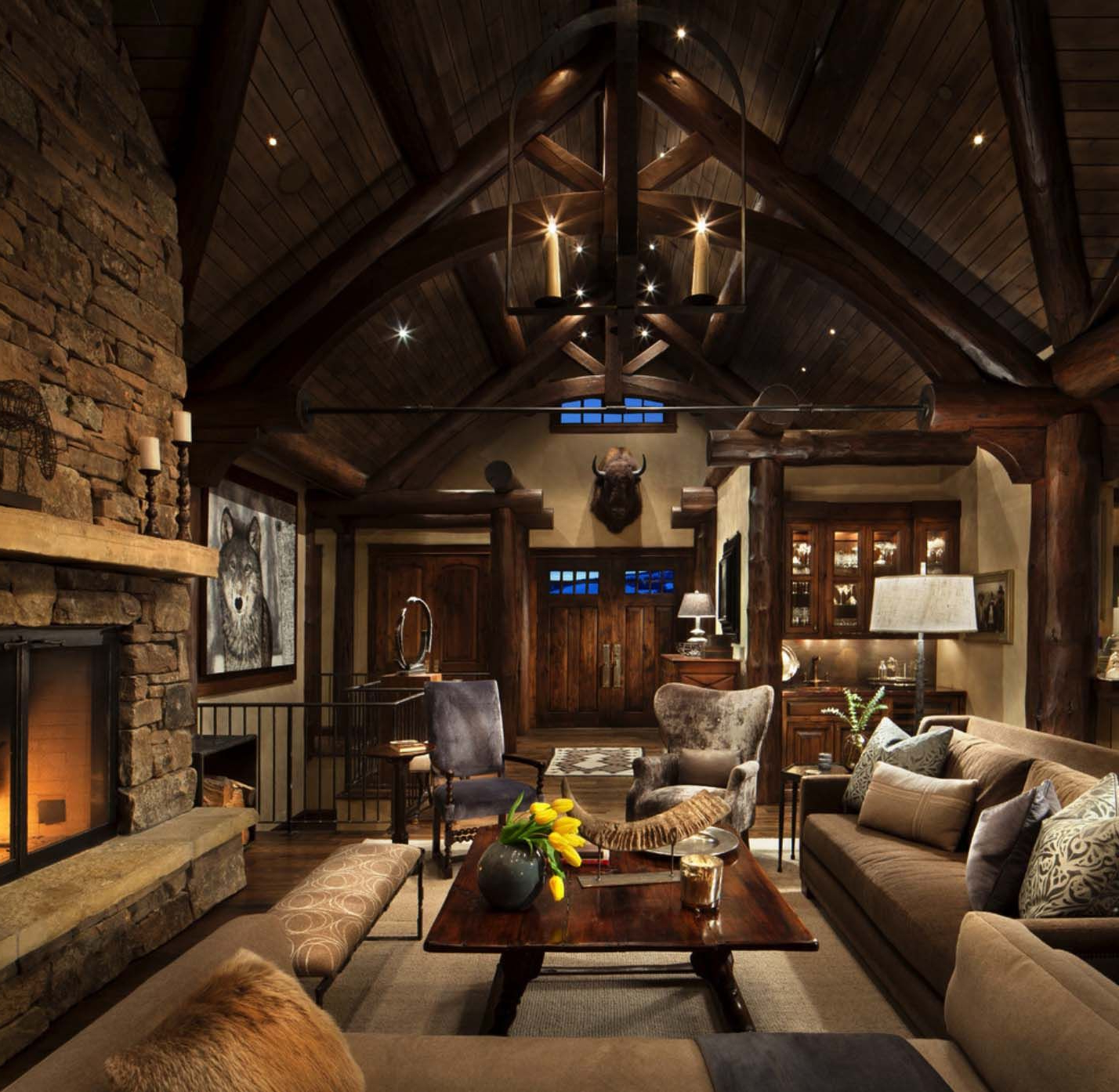 Exquisite Mountain Home Remodel Mixes Rustic With Modern In Big Sky ... in Mountain Home Interior Design Ideas