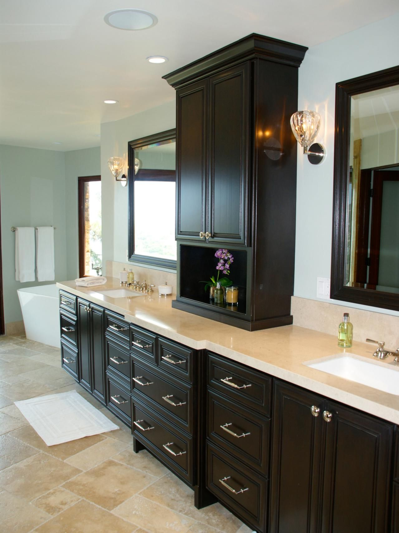 Master Bathroom Cabinet Ideas | Sliding Doors with Classic vs contemporary bathroom cabinet styles explained