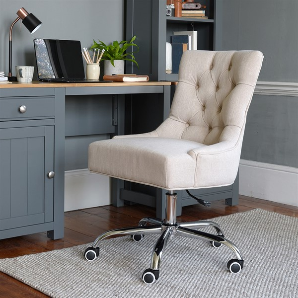 Upholstered Office Chair - Stone Linen - The Cotswold Company inside Why Your Back Hurts and How Proper Chair Upholstery Can Help