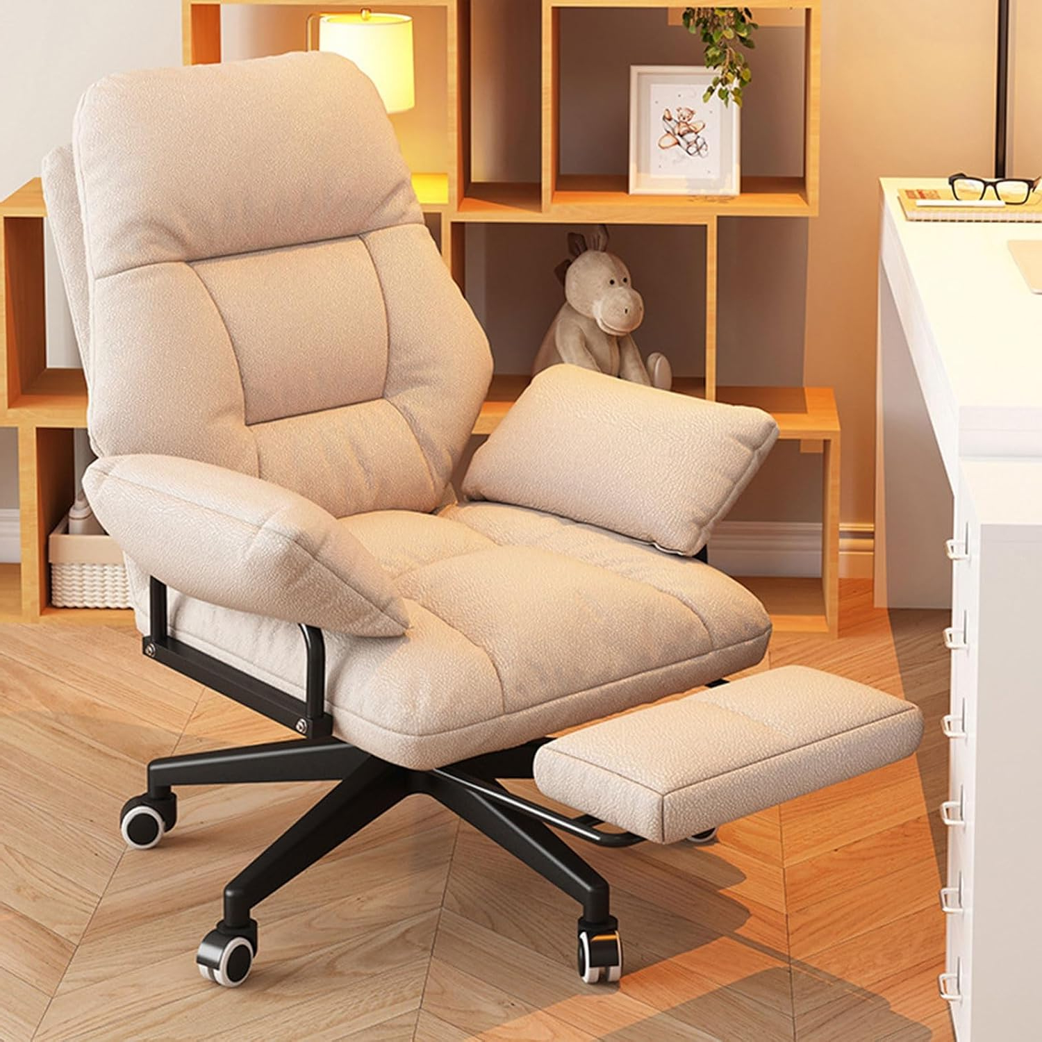Yckegew Recliner Desk Chair Ergonomic Chair For Computer Soft Padded ... inside Office Chair Comfy
