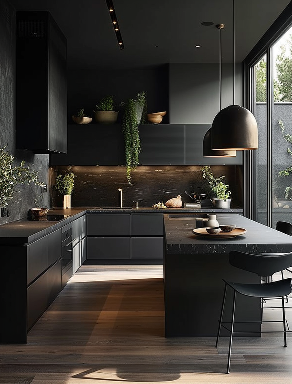 24 Modern Black Kitchen Ideas To Inspire You | Modern Black Kitchen ... for How to Incorporate Black Elements Into Your Modern Kitchen Without Overpowering the Space