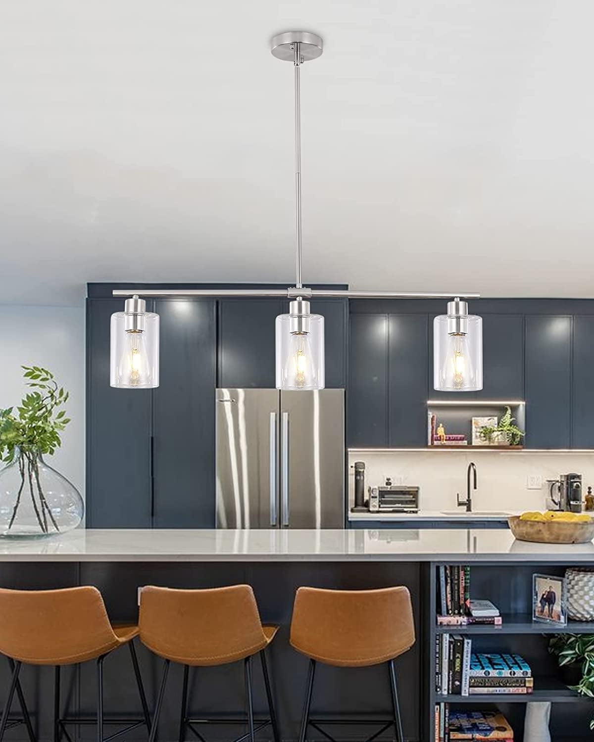 3-Light Nickel Pendant, Modern Kitchen Island Lighting With Adjustable ... intended for Lighting up your modern kitchen with functional and beautiful fixtures