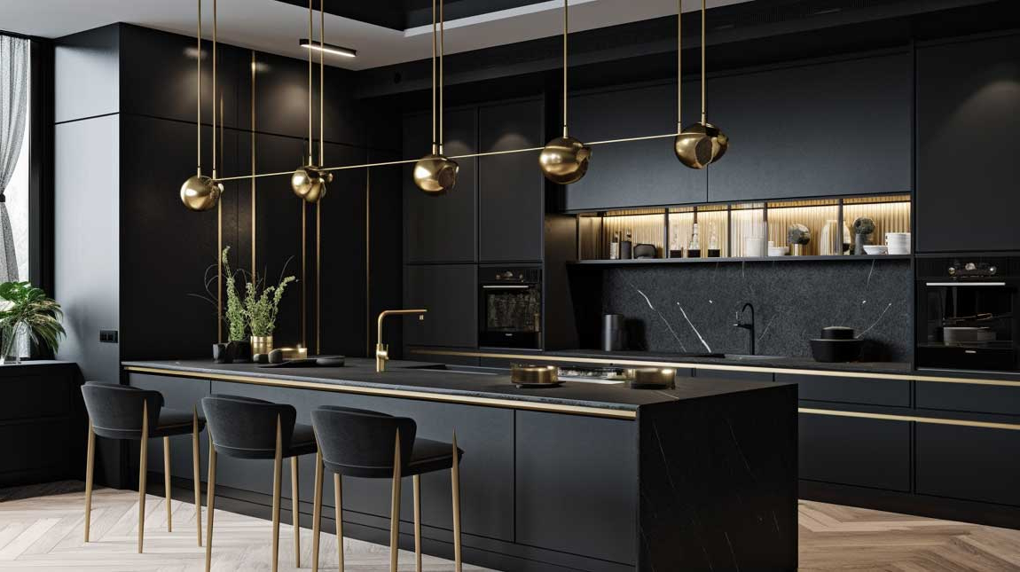 6+ Daring Black Modern Cabinet Ideas For A Sleek And Stylish Kitchen ... intended for Kitchen Ideas Black