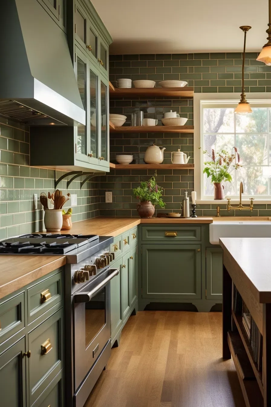 Green Kitchen Cabinet Ideas That're A Home Cook's Dream | Green Kitchen ... inside Small kitchen ideas that maximize space and sustainability