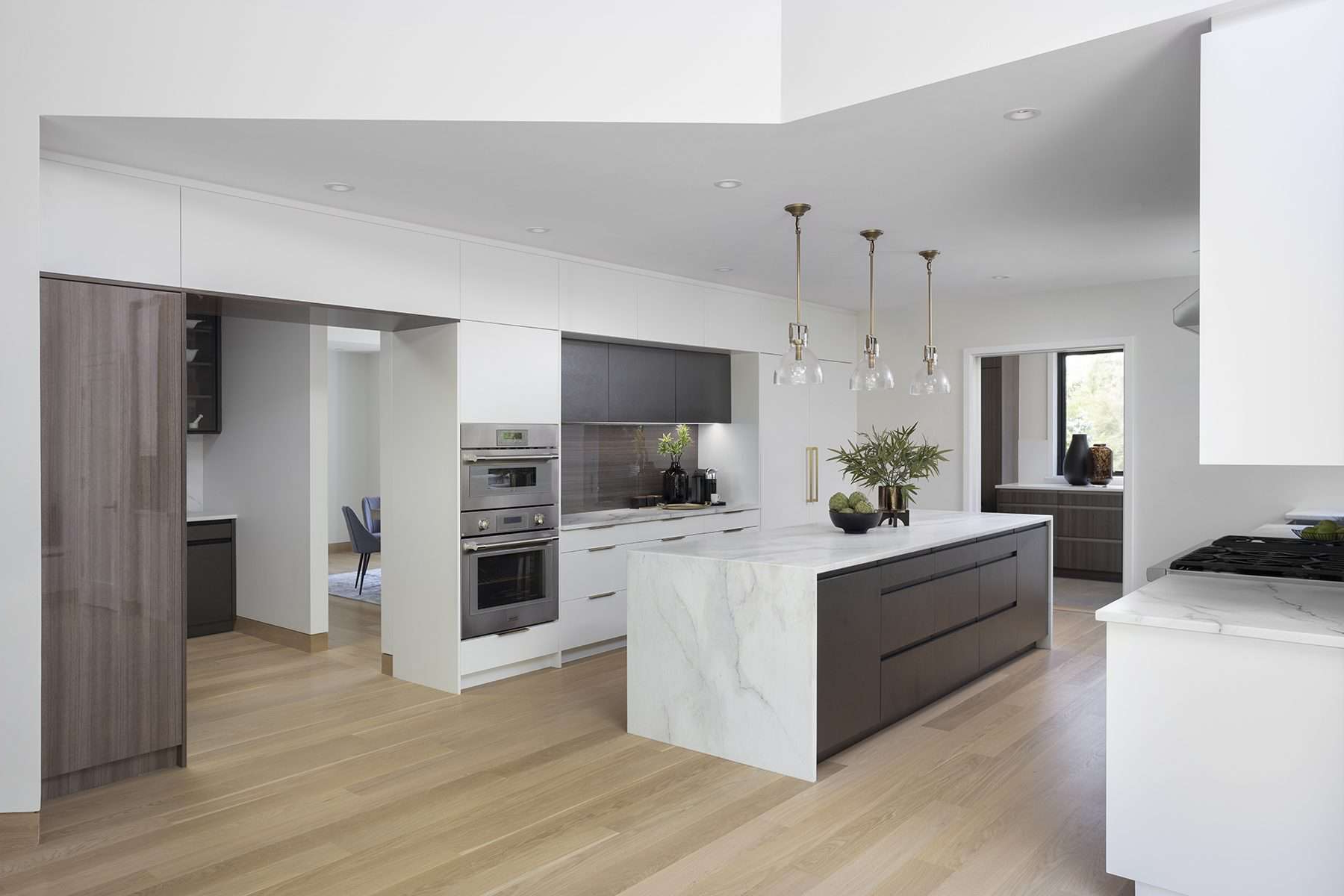 Sleek Contemporary White & Walnut Kitchen | Bilotta Kitchen & Home with Modern Kitchen White Cabinets